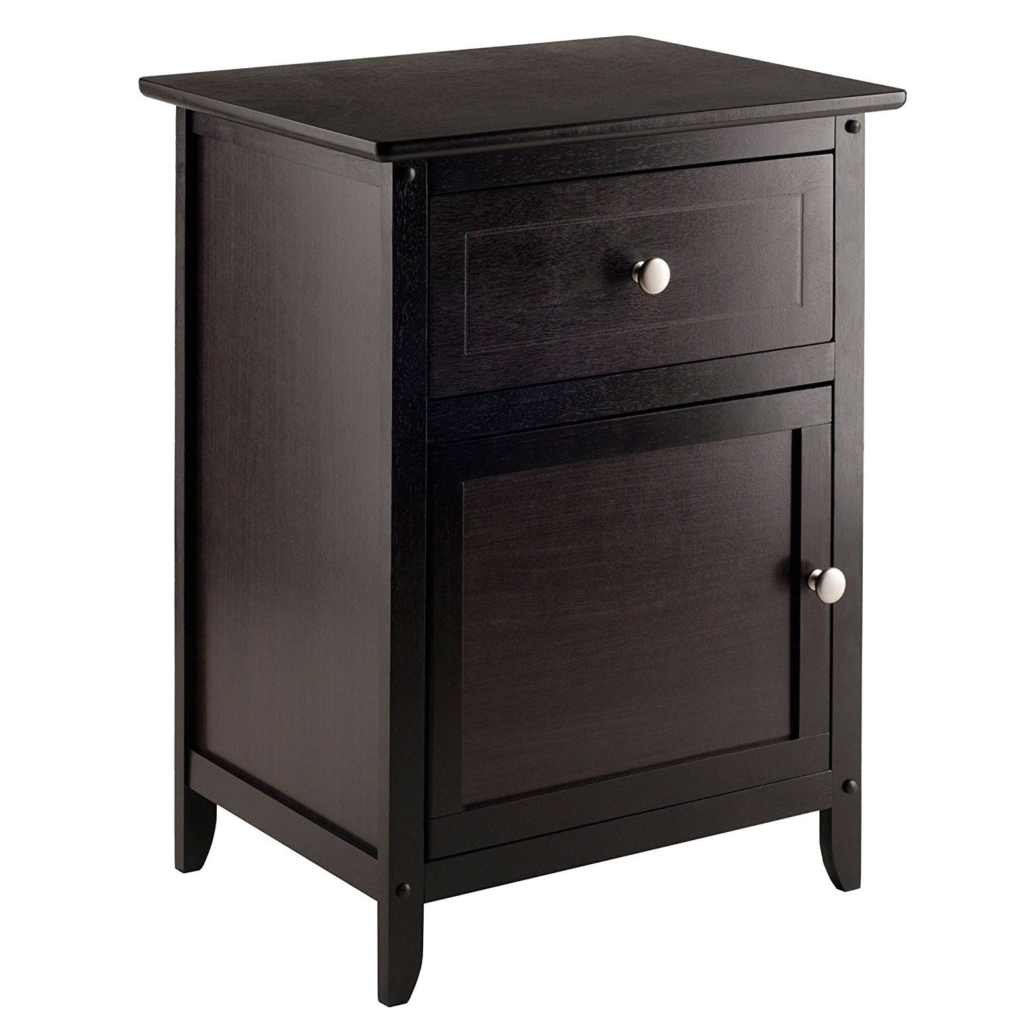 Espresso Wood End Table Nightstand Accent Table-1