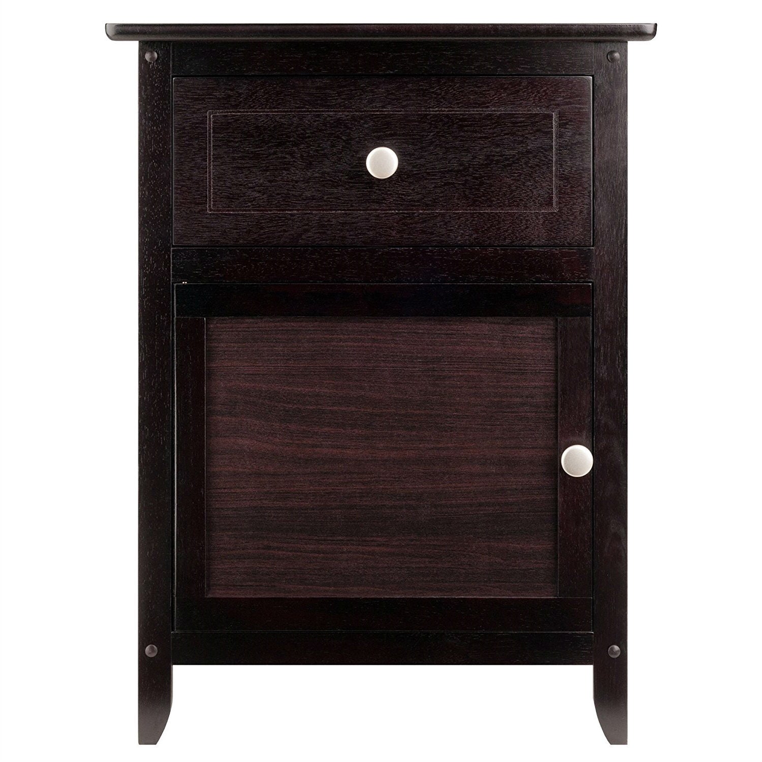 Espresso Wood End Table Nightstand Accent Table-2