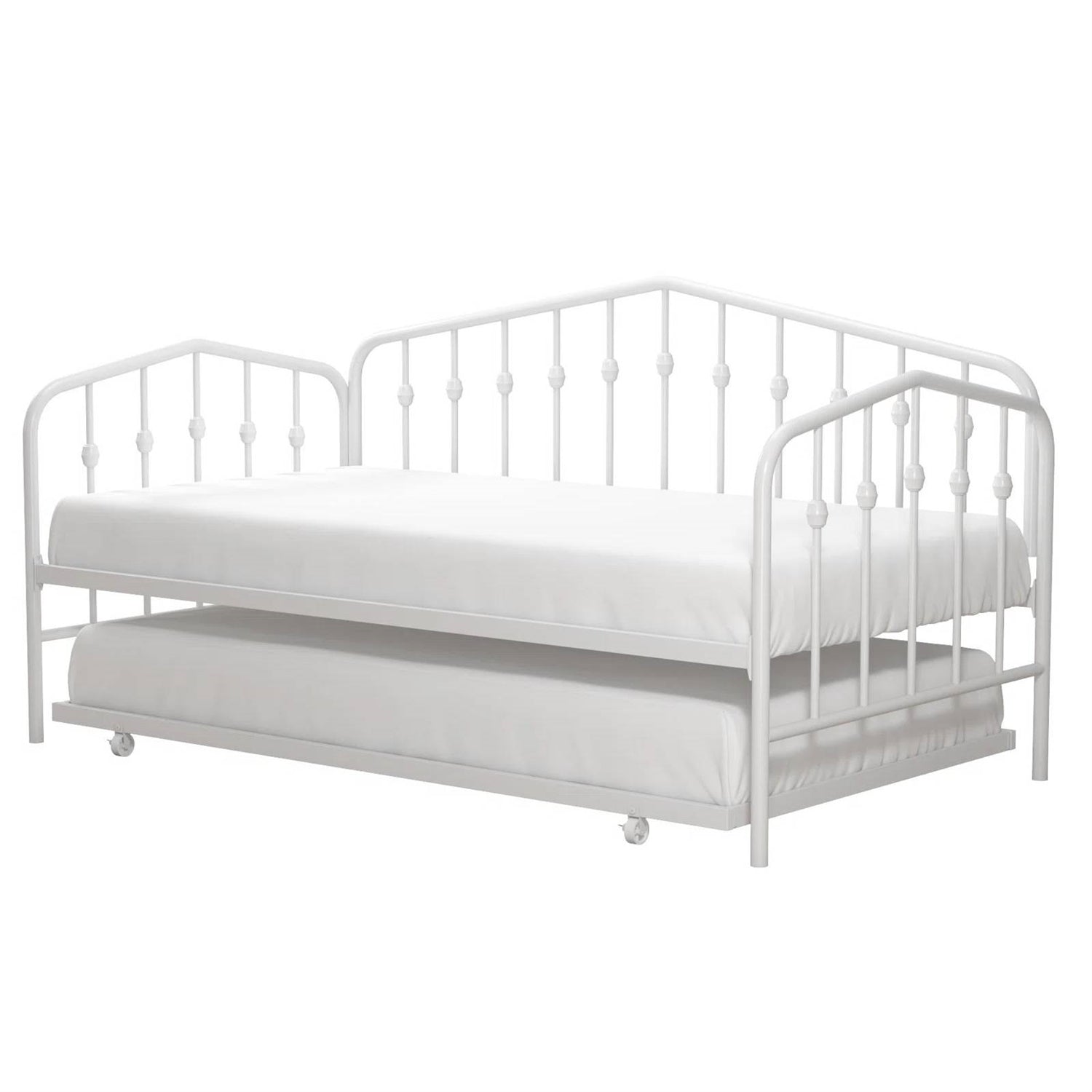 Twin size Modern Industrial White Metal Daybed with Trundle Bed Frame-2
