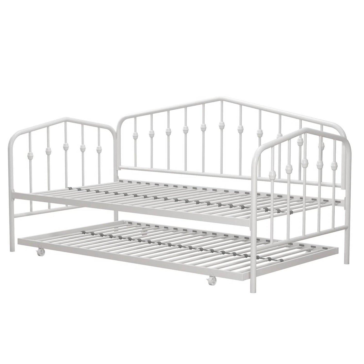 Twin size Modern Industrial White Metal Daybed with Trundle Bed Frame-3