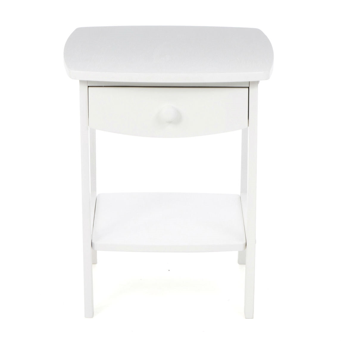 White Wood Contemporary 1-Drawer Bedside Table Nightstand-2