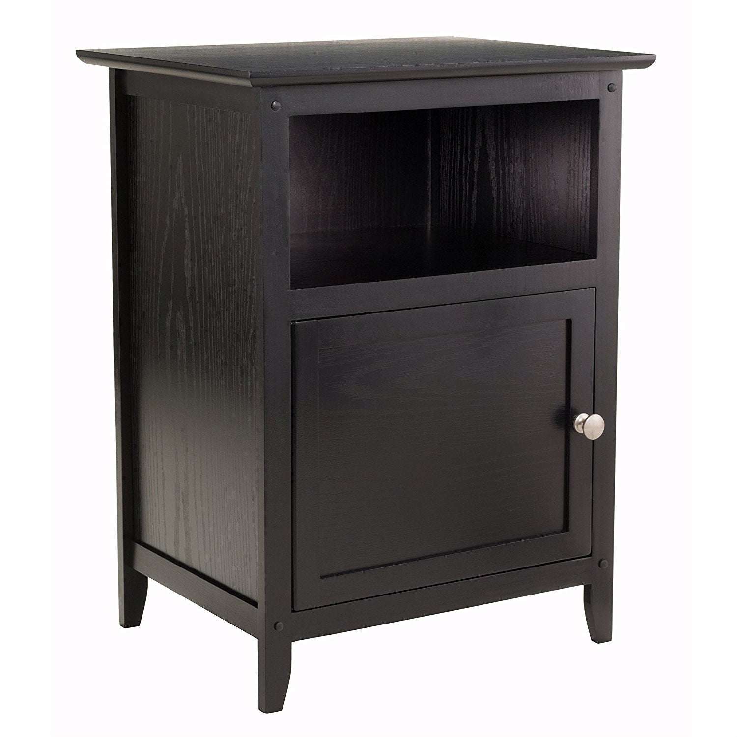 Black Shaker Style End Table Nighstand with Shelf-1