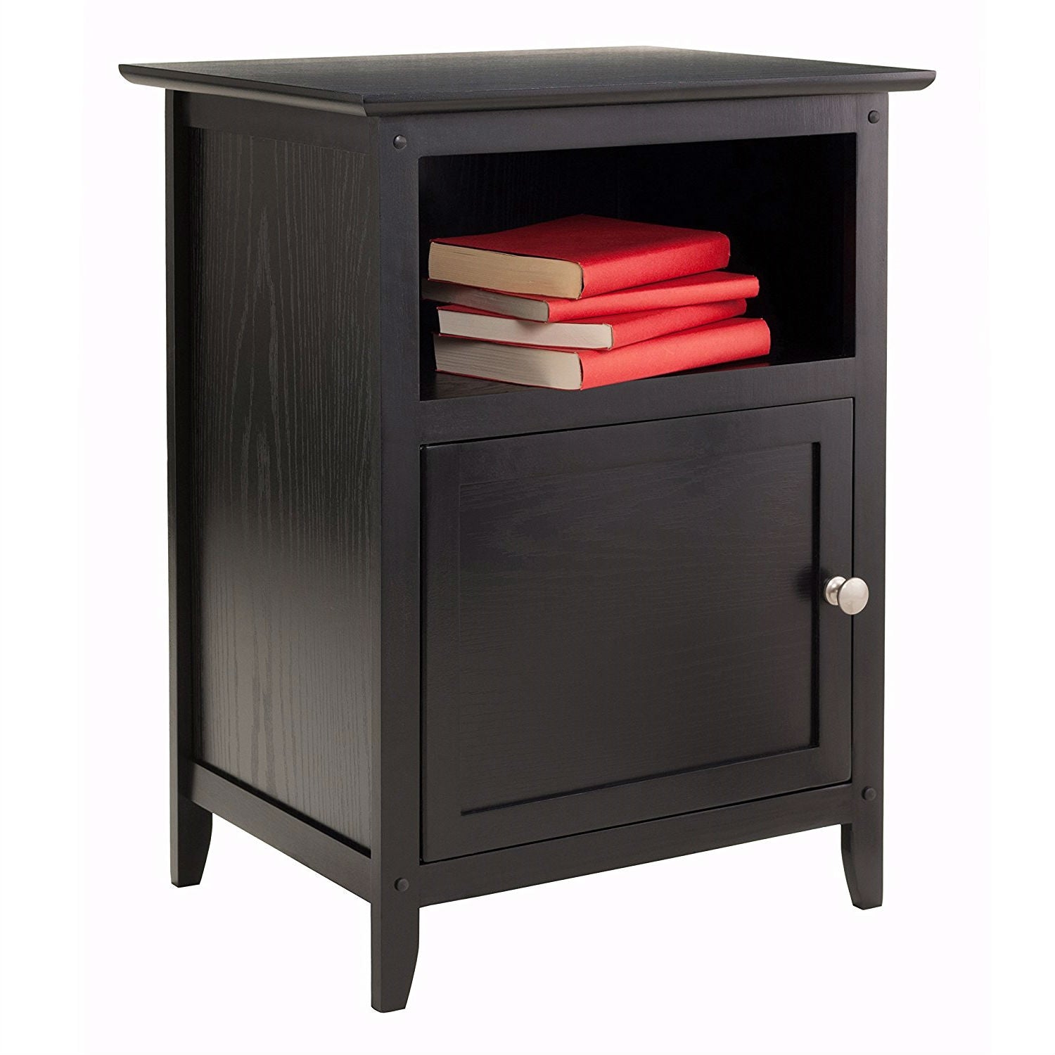 Black Shaker Style End Table Nighstand with Shelf-2