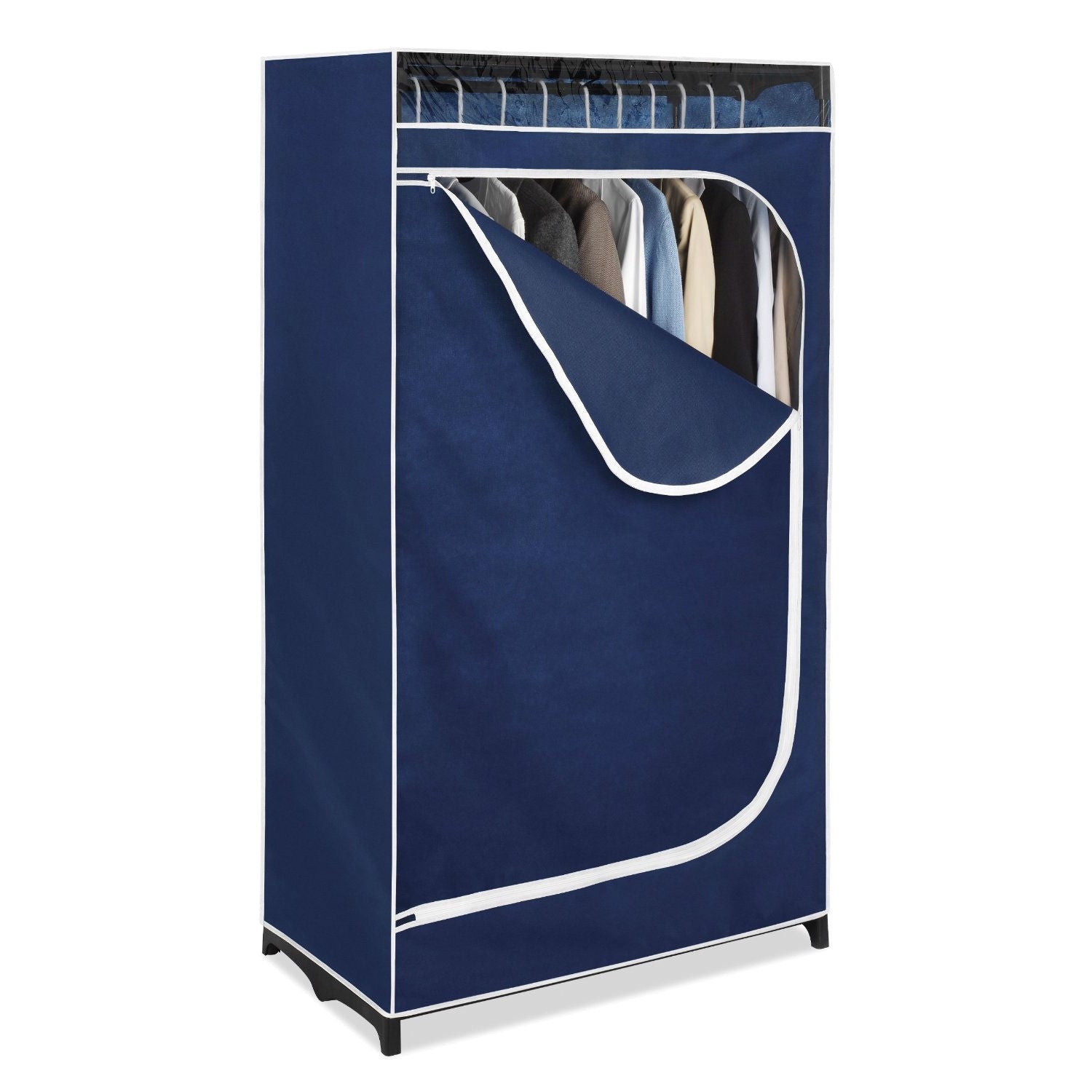 Portable Clothes Closet Wardrobe in Blue Breathable Fabric-0