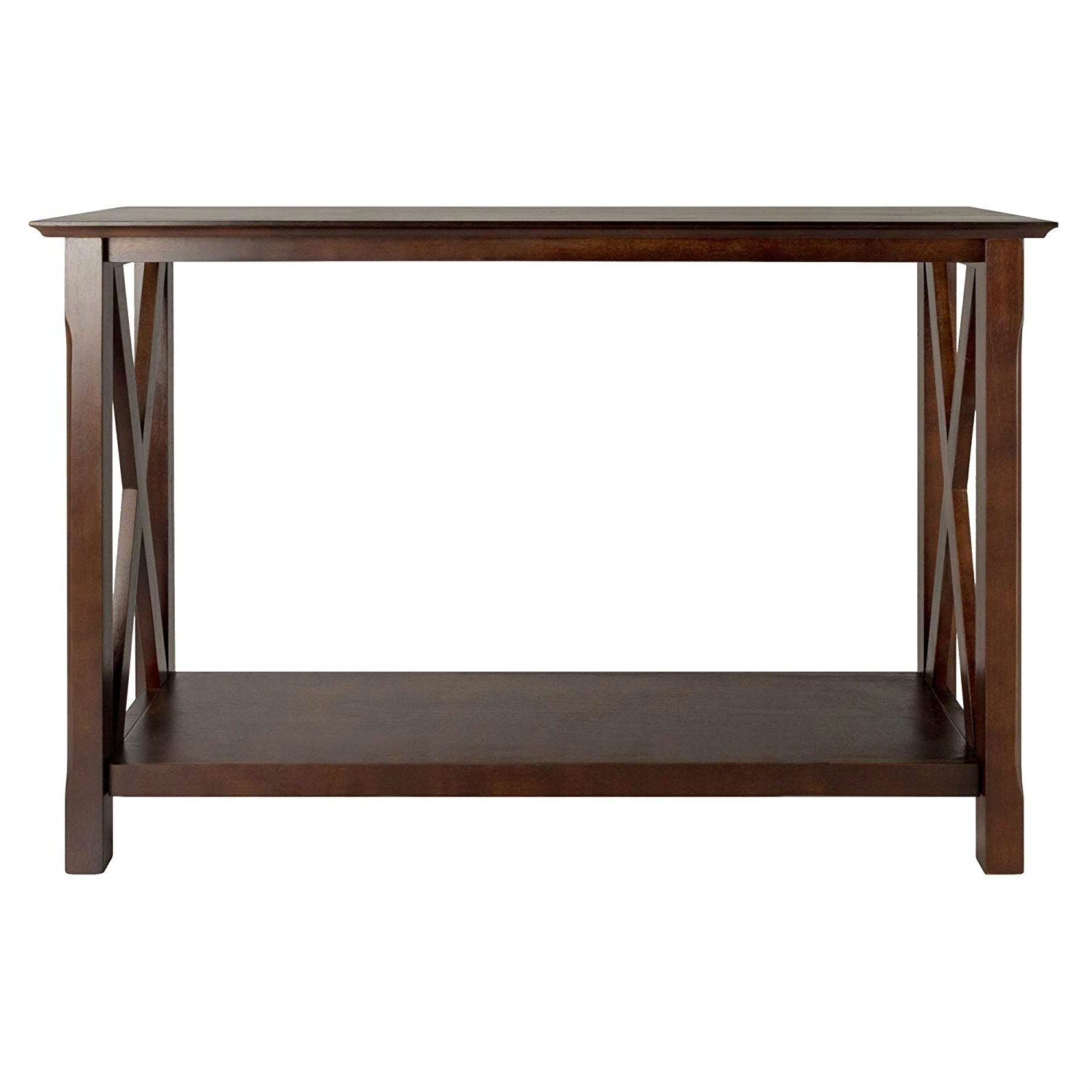 Cappuccino Brown Wood Console Sofa Table with Bottom Shelf-1