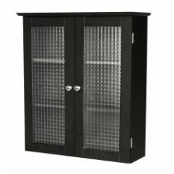 Bathroom Wall Cabinet with Two Glass Doors in Dark Espresso-0