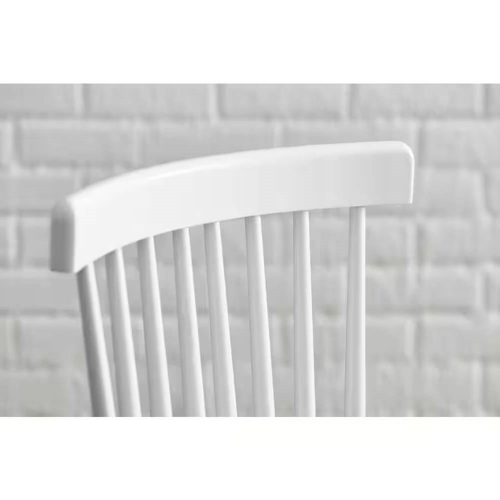 Set of 2  Classic Spindle Back White Solid Wood Dining Chair-3