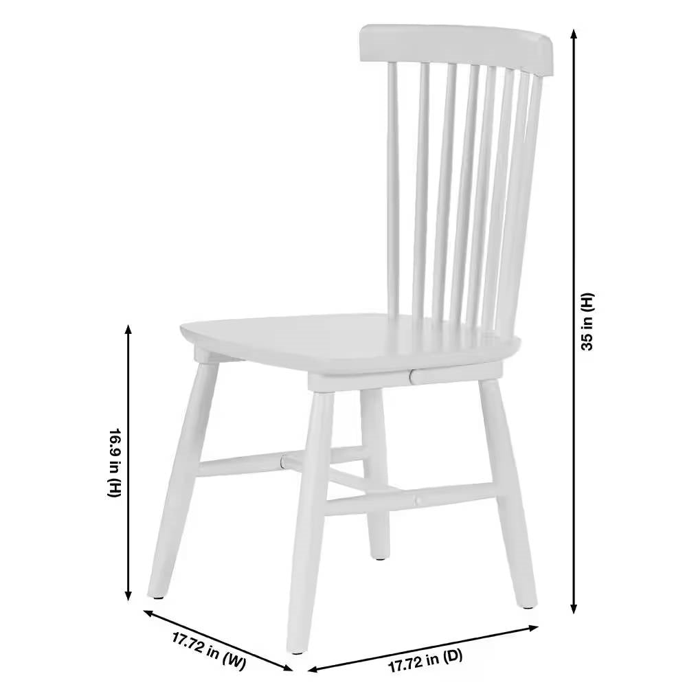 Set of 2  Classic Spindle Back White Solid Wood Dining Chair-4