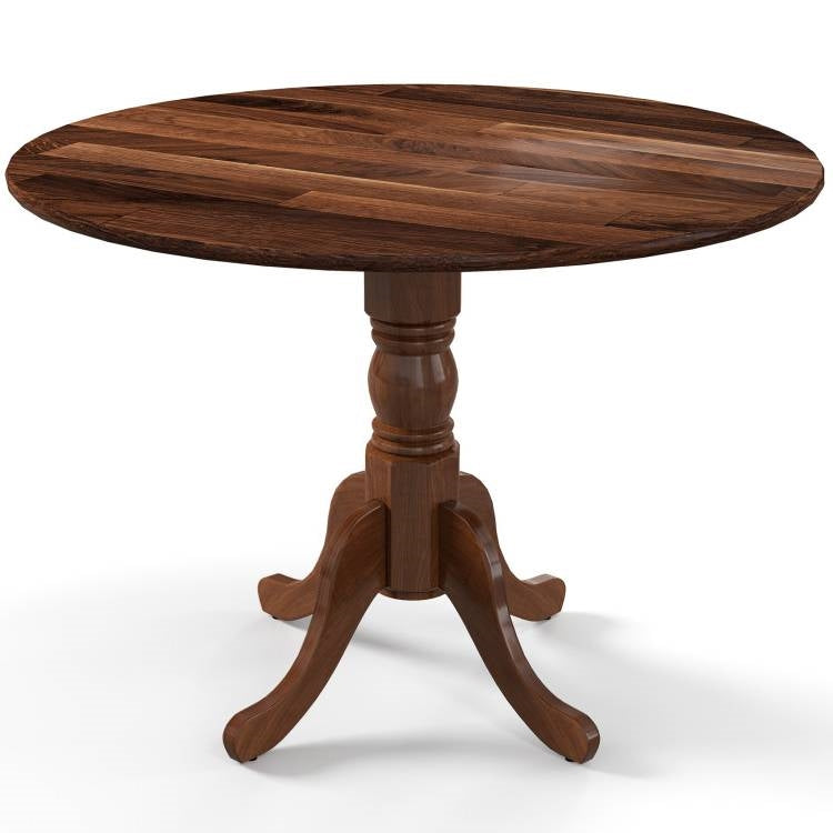 Round 40-inch Solid Wood Farmhouse Kitchen Dining Table in Medium Brown Finish-1