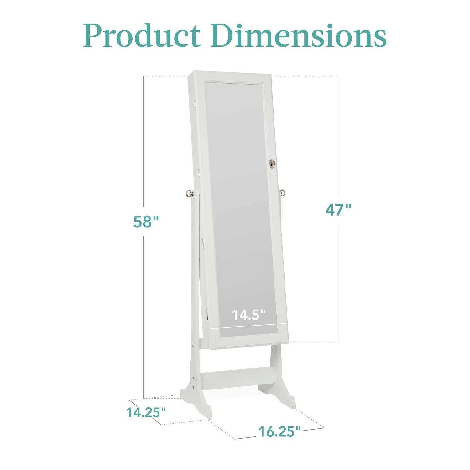 2-in-1 White Freestanding Mirror / Jewelry Organizer Armoire Cabinet-4