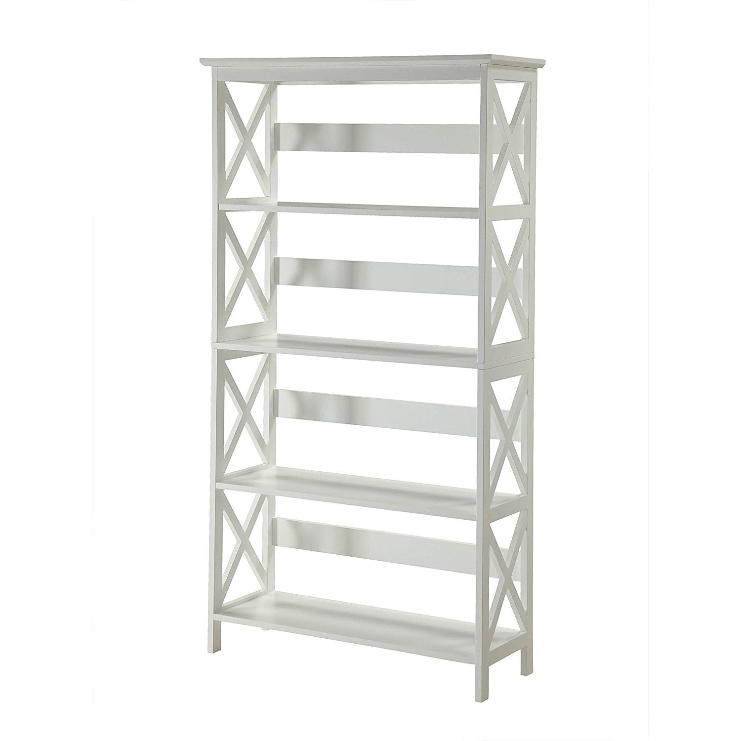 Glossy White 5-Shelf Bookcase-2