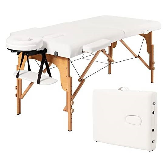 White Adjustable Portable Massage Folding Table-0