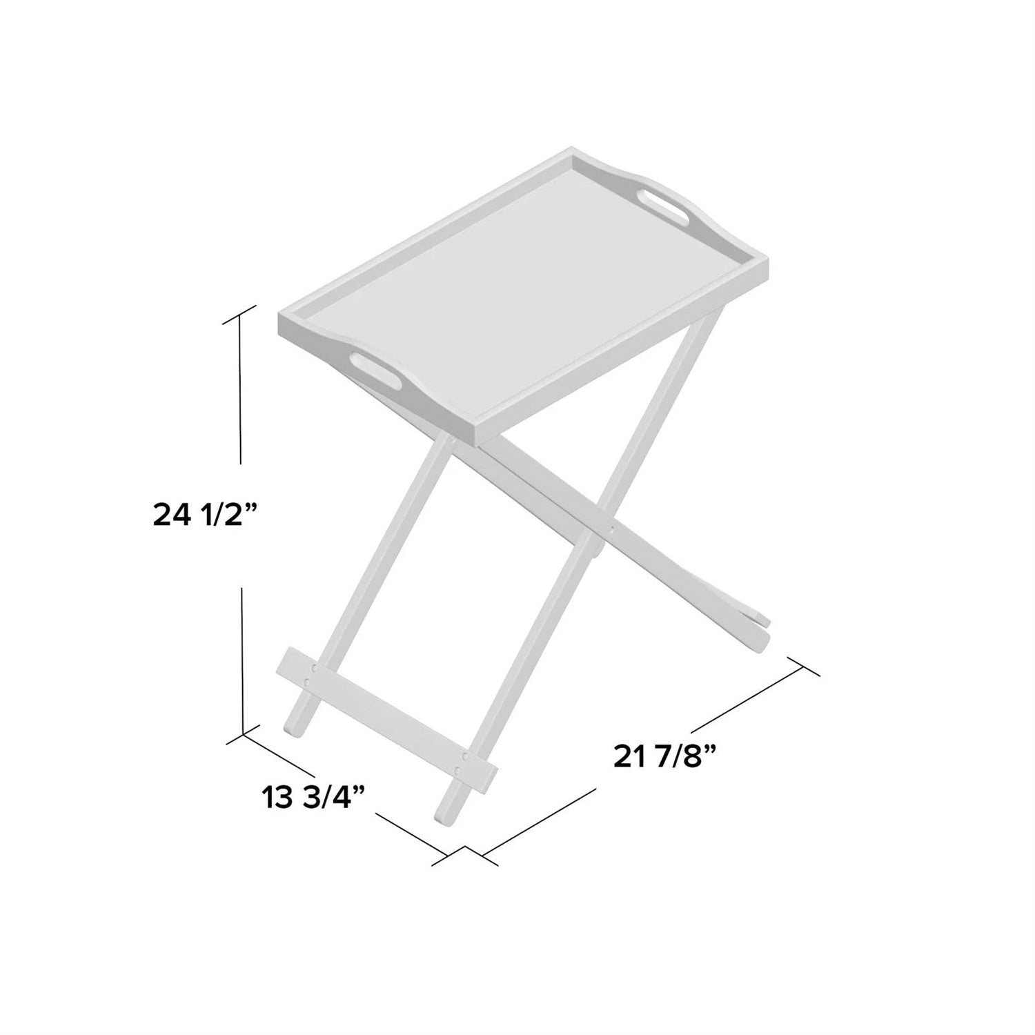 Folding TV Tray Bedside Table in White Wood Finish-3