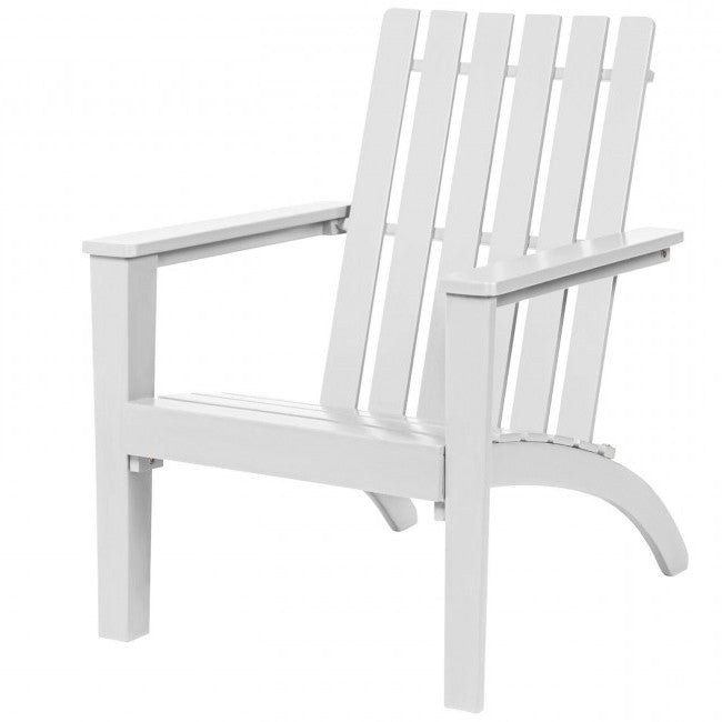 Indoor/Outdoor Acacia Wood Adirondack Lounge Armchair - White-0