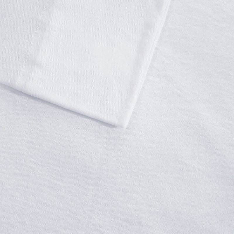 Full Size 4-Piece Cotton Blend Jersey Sheet Set in White-2