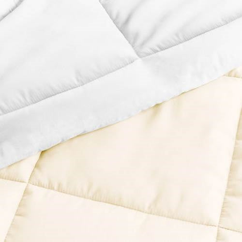 Full/Queen size 3-Piece Microfiber Reversible Comforter Set in White and Cream-2