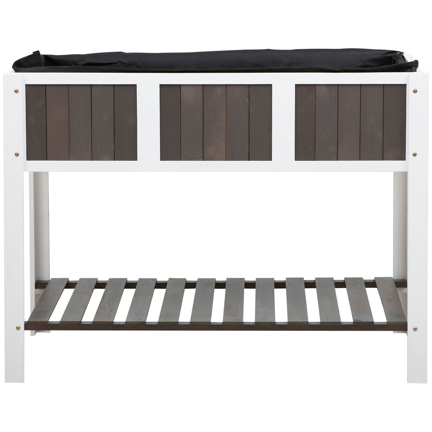 White Wooden 2 Level Elevated Raised Garden Planter Bed-2