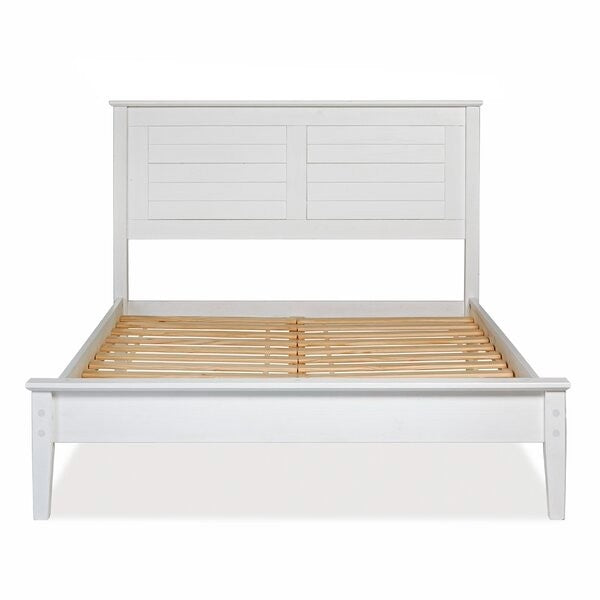 Contemporary White Solid Pine Platform Bed in Queen Size-1