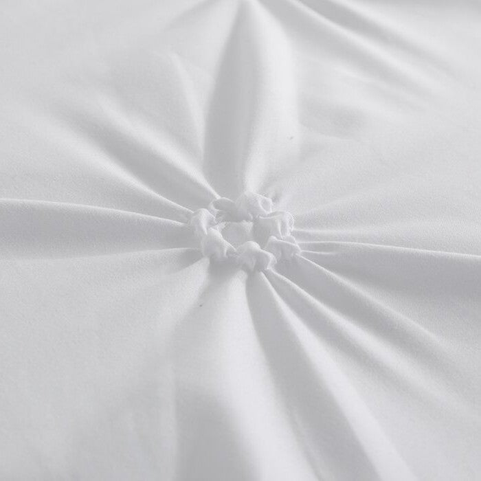 King Size All Season Pleated Hypoallergenic Microfiber Reversible 3 Piece Comforter Set in White-4