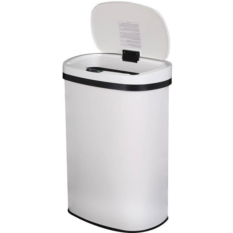 13 gL Stainless Steel Motion Sensor Trash Can White-1