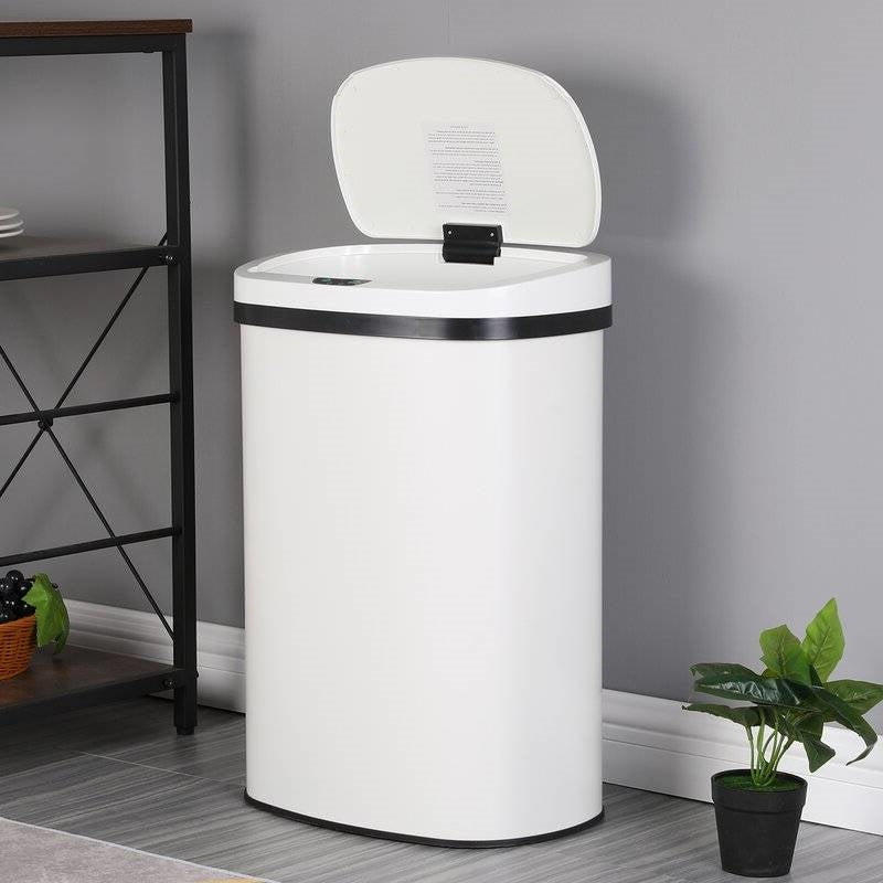 13 gL Stainless Steel Motion Sensor Trash Can White-2