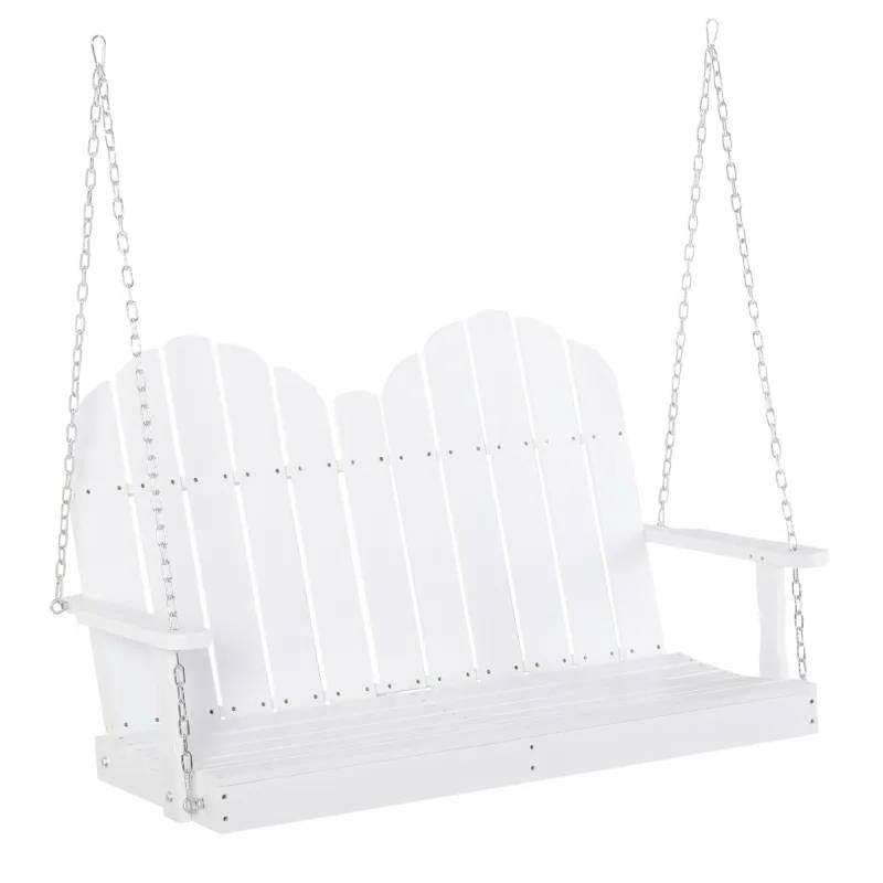 White Solid Wood 2-Seater Hanging Patio Porch Swing-2