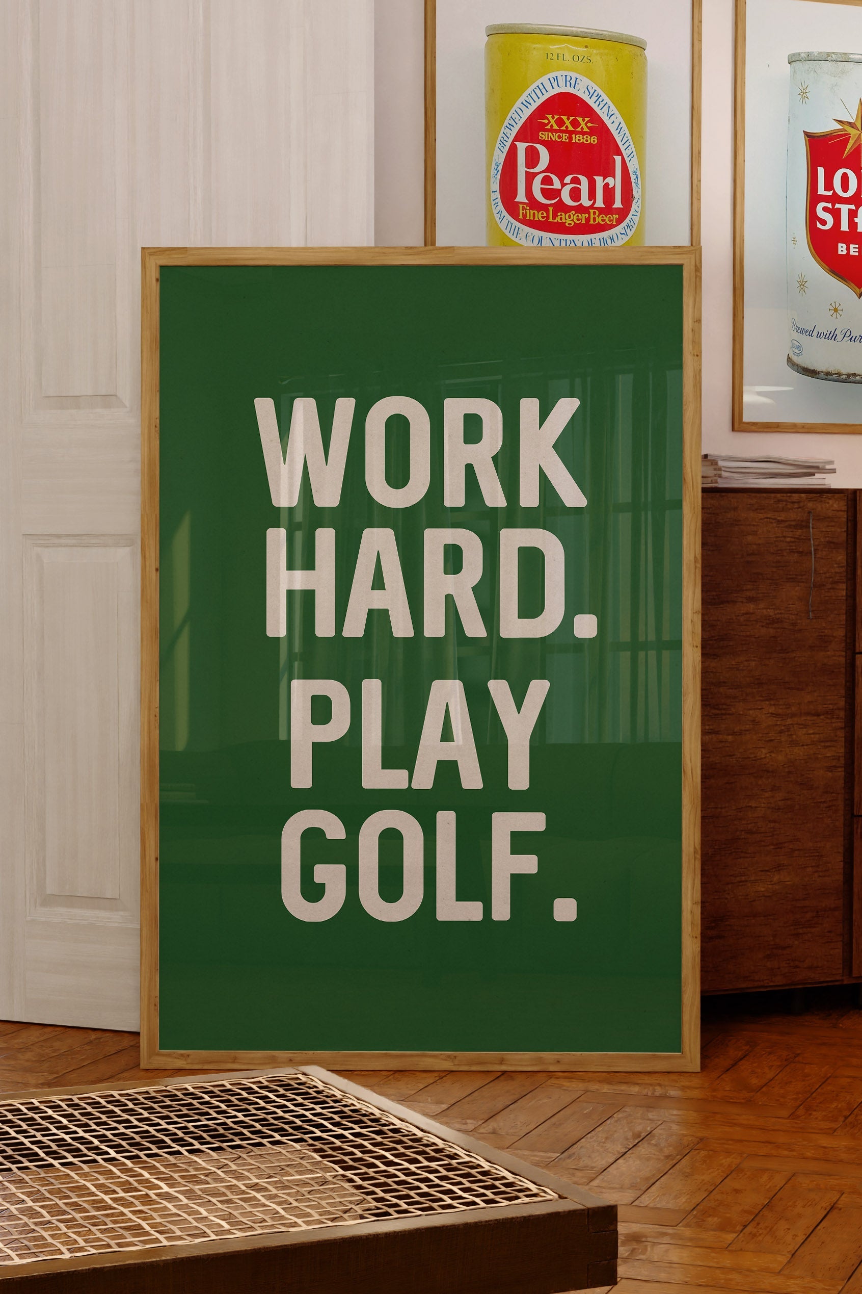 Work Hard. Play Golf Art Poster Print