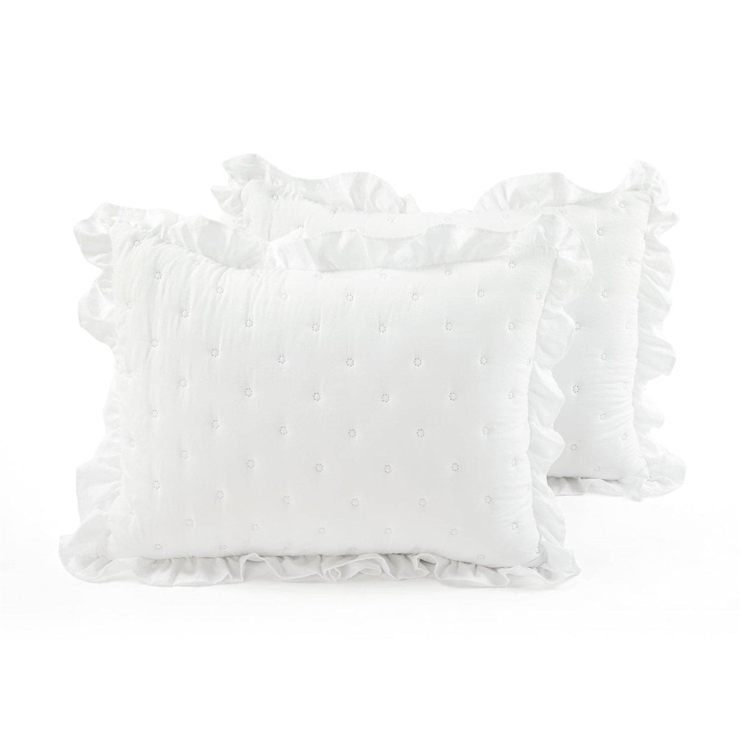 Full/Queen Lightweight White Ruffle Reversible Oversized 3 Piece Quilt Set-3