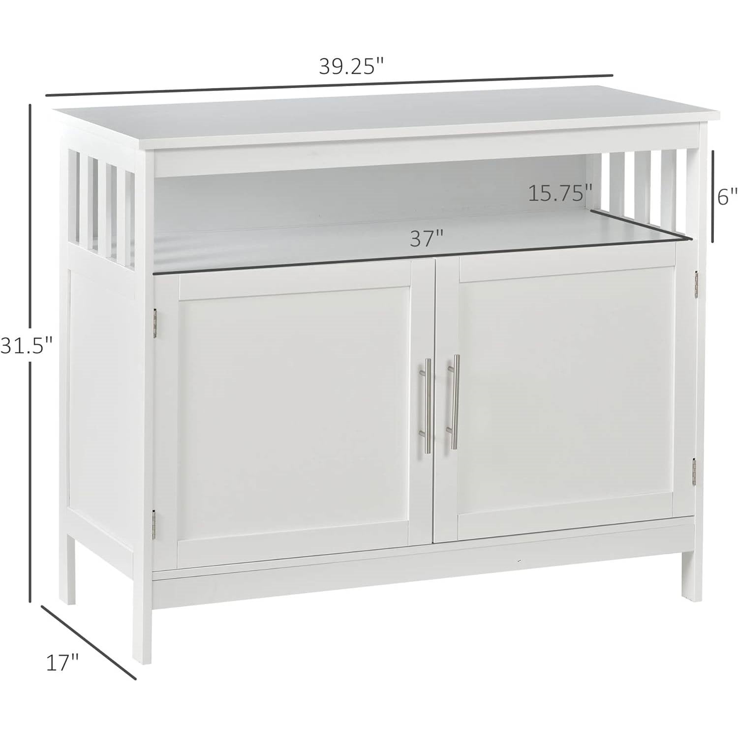 Modern Dining Storage Cabinet Buffet Sideboard Accent Table in White Wood Finish-4