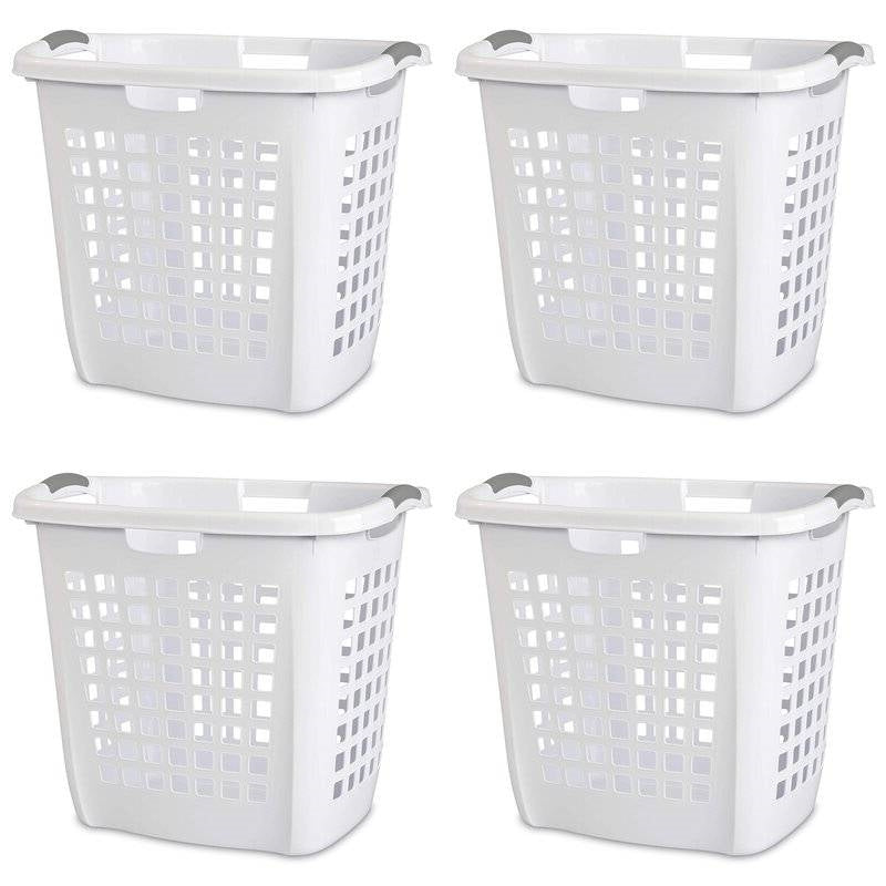 Set of 4 Heavy Duty Plastic Laundry Hamper Dirty Clothes Basket-0