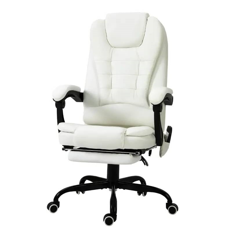 White 7 Mode Vibrating High Back Executive Massage Adjustable Office Chair-0