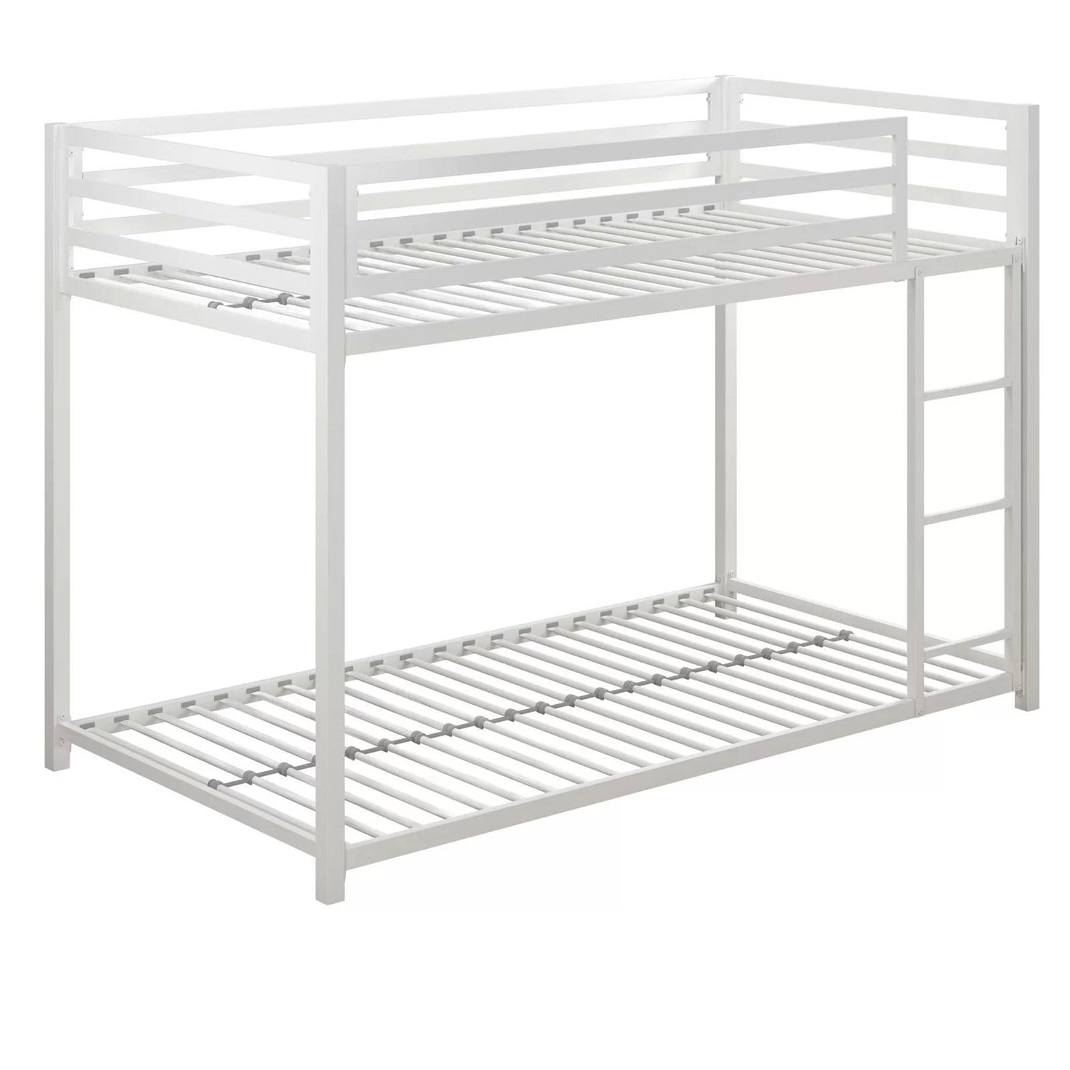 Twin over Twin size Modern Low Height White Metal Bunk Bed-2