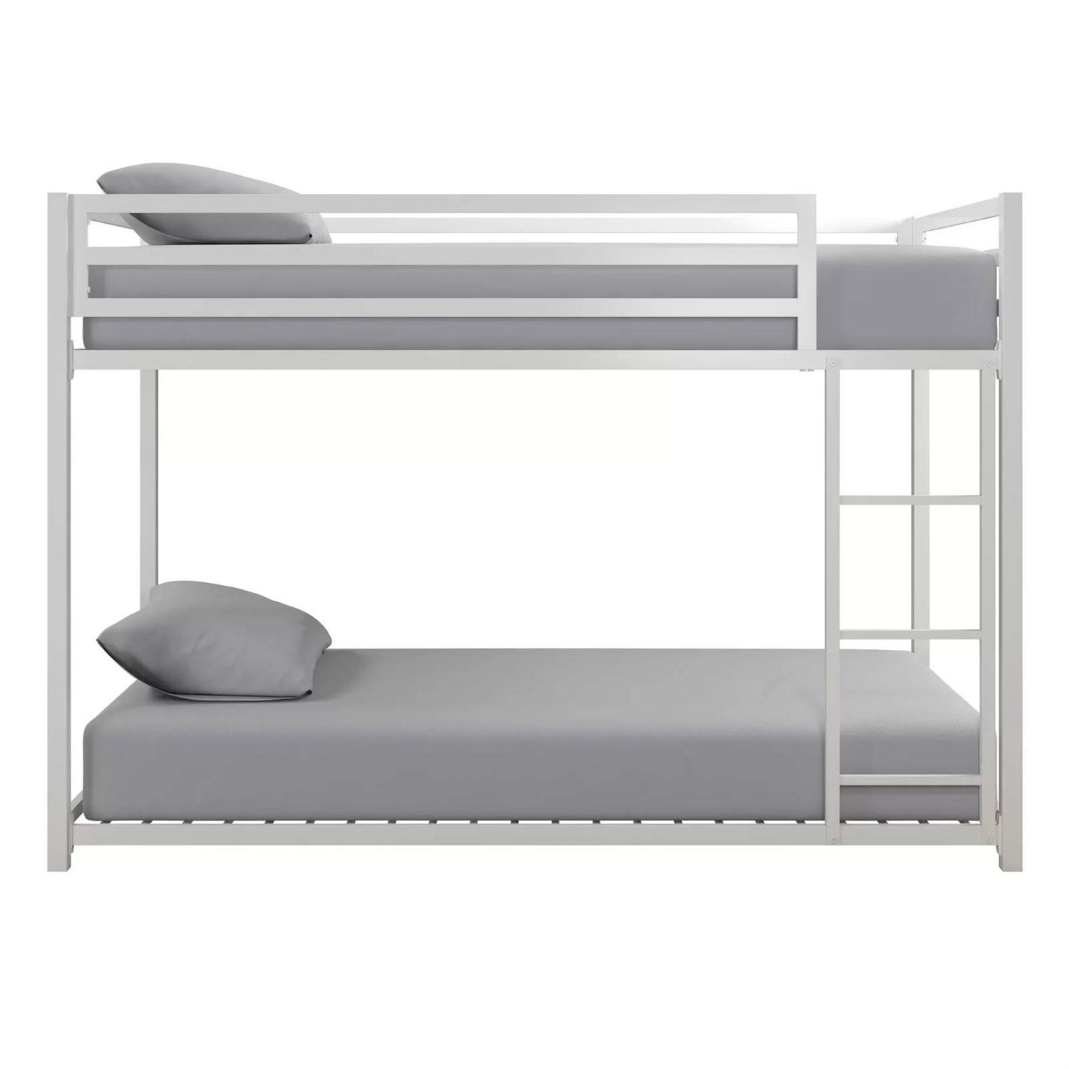 Twin over Twin size Modern Low Height White Metal Bunk Bed-3