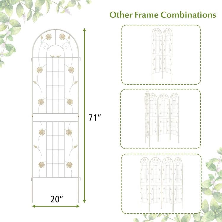 Set of 2- 6-ft Galvanized Steel Outdoor Garden Trellis in White Metal Finish-4