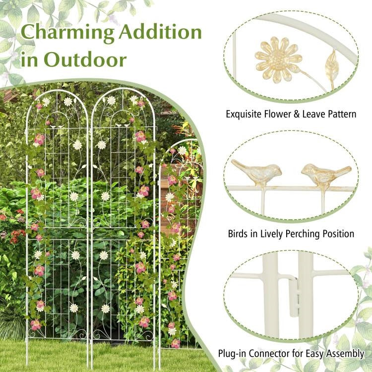 2 Pack - 7-ft Galvanized Steel Garden Trellis in White Metal Outdoor Finish-3