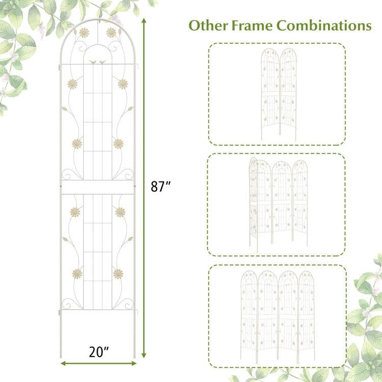 2 Pack - 7-ft Galvanized Steel Garden Trellis in White Metal Outdoor Finish-4