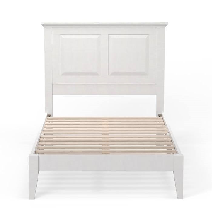 Twin Traditional Solid Oak Wooden Platform Bed Frame with Headboard in White-1