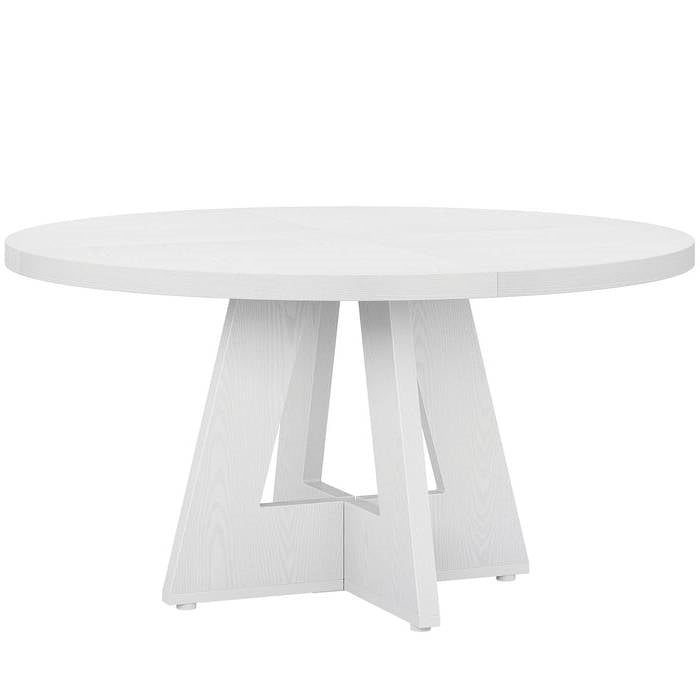 Modern Kitchen Round Circular Dining Table in White Wood Finish-0