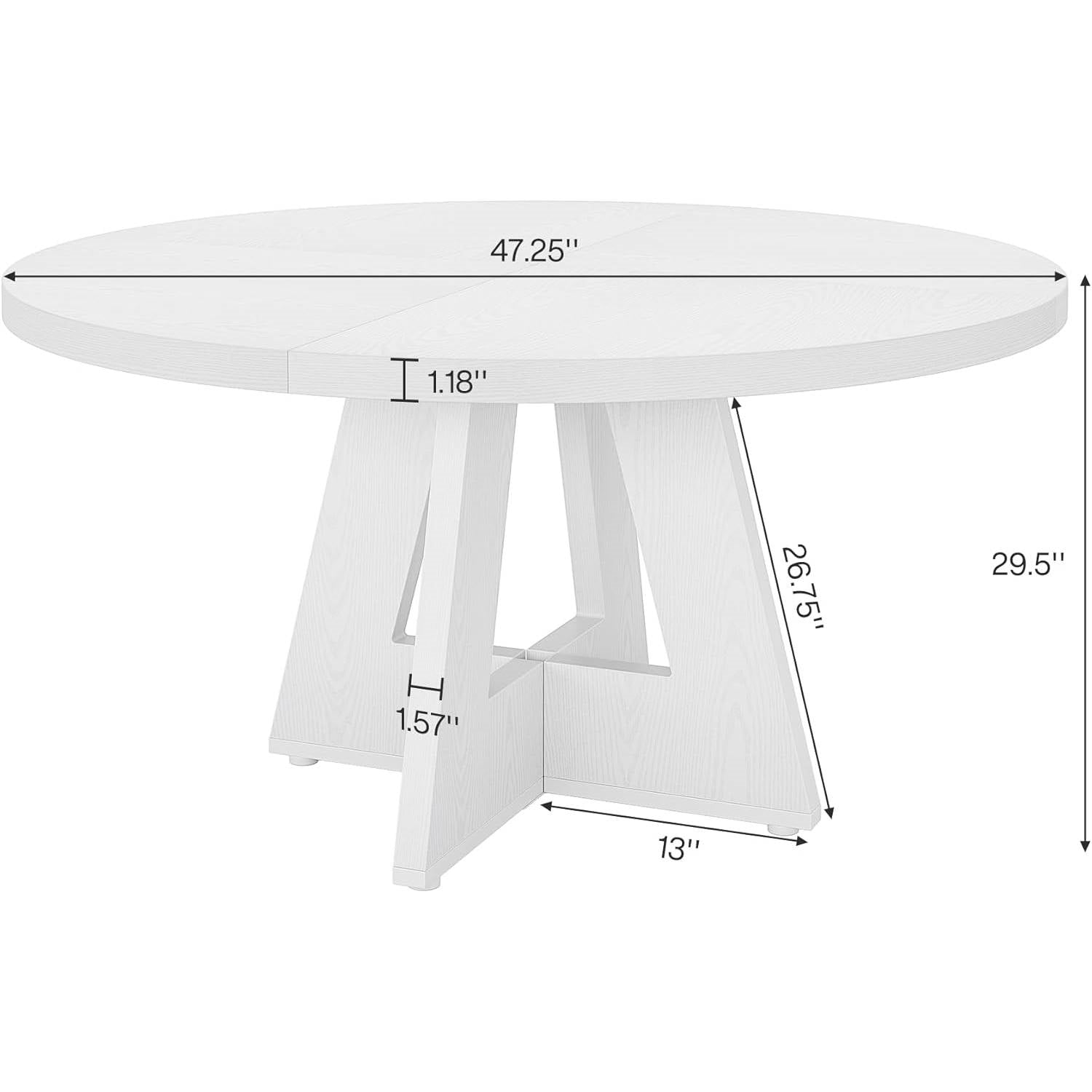 Modern Kitchen Round Circular Dining Table in White Wood Finish-4