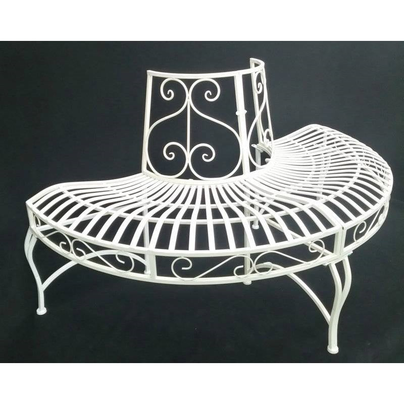 Half-Circle Outdoor White Powder Coated Aluminum Tree Bench-1