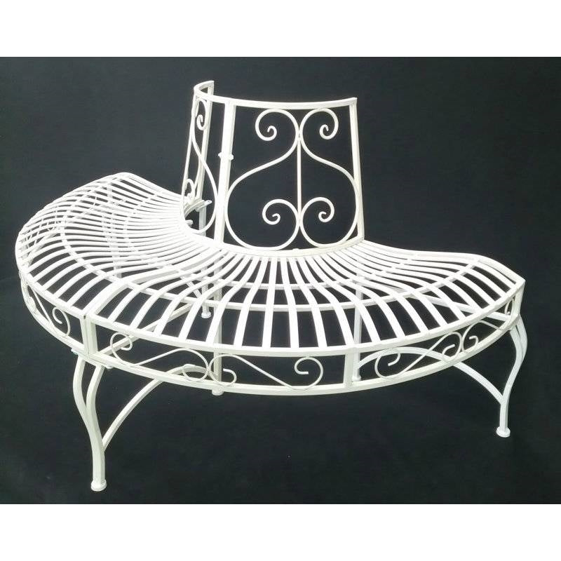 Half-Circle Outdoor White Powder Coated Aluminum Tree Bench-2