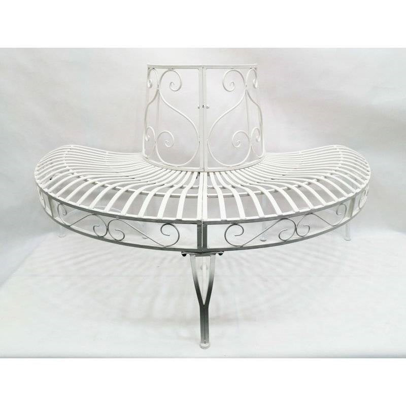 Half-Circle Outdoor White Powder Coated Aluminum Tree Bench-3