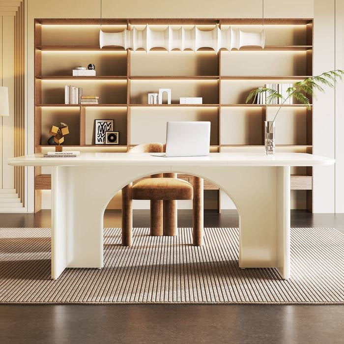 Modern Extra Large Executive Home Office Computer Desk in White-2