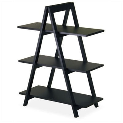 Modern 3-Tier A-Frame Display Shelf Bookcase in Black-0