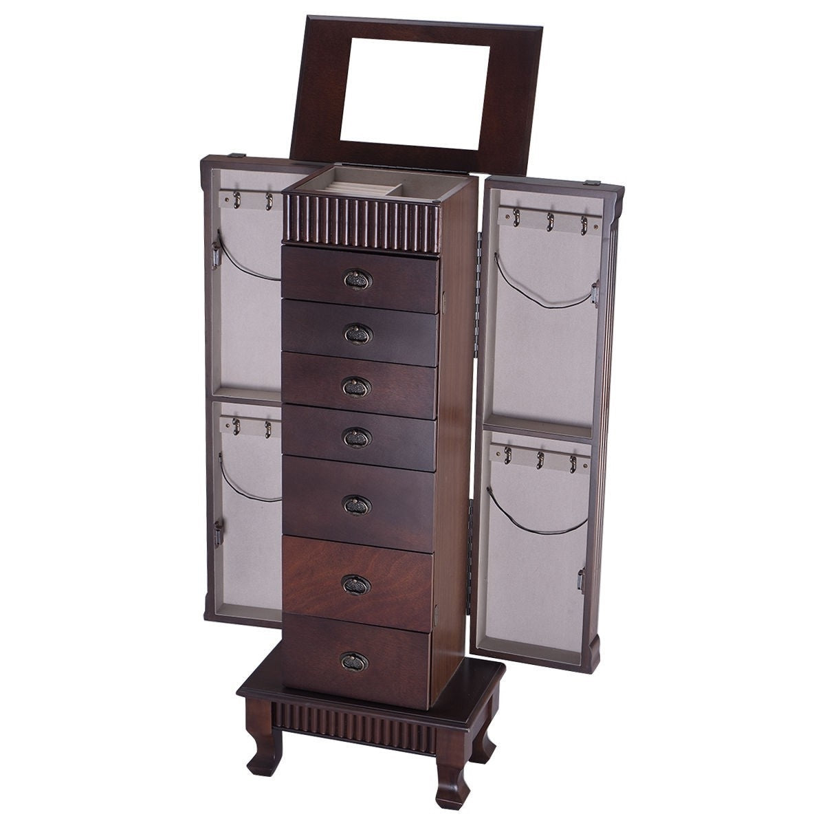 Classic 7-Drawer Jewelry Armoire Wood Storage Chest Cabinet-3