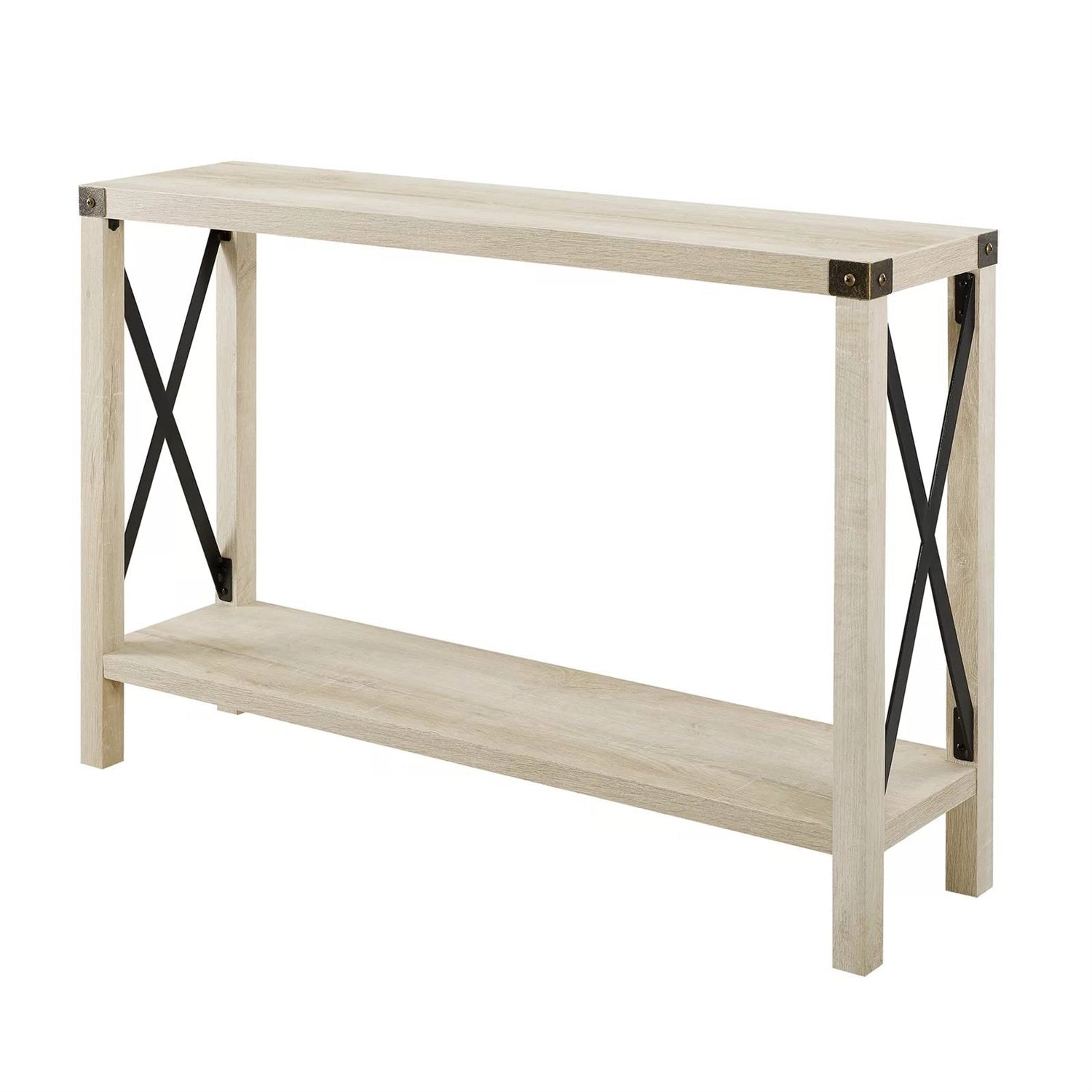 Industrial Farmhouse Entryway Table / Sofa Table in White Oak Wood Finish-4