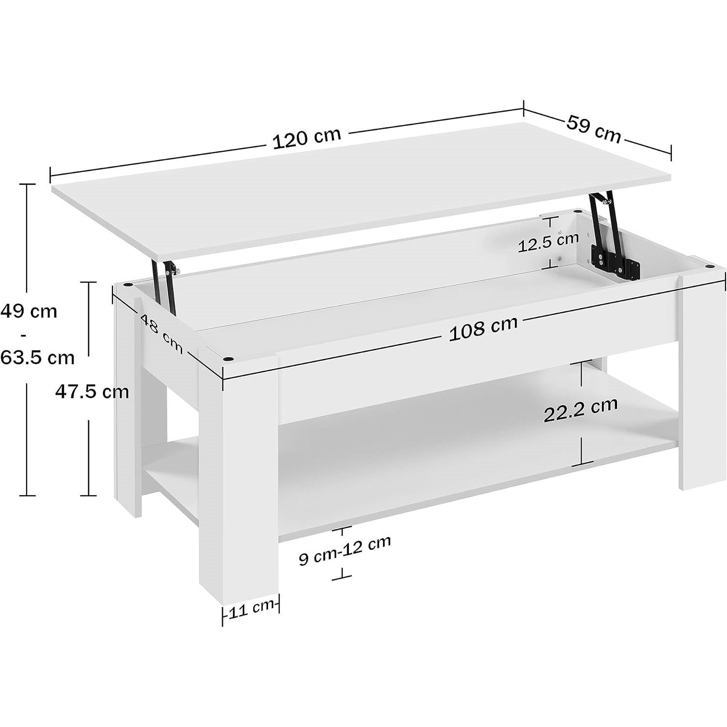 Lift-Top Coffee Table Laptop Desk TV Tray in White Wood Finish-4