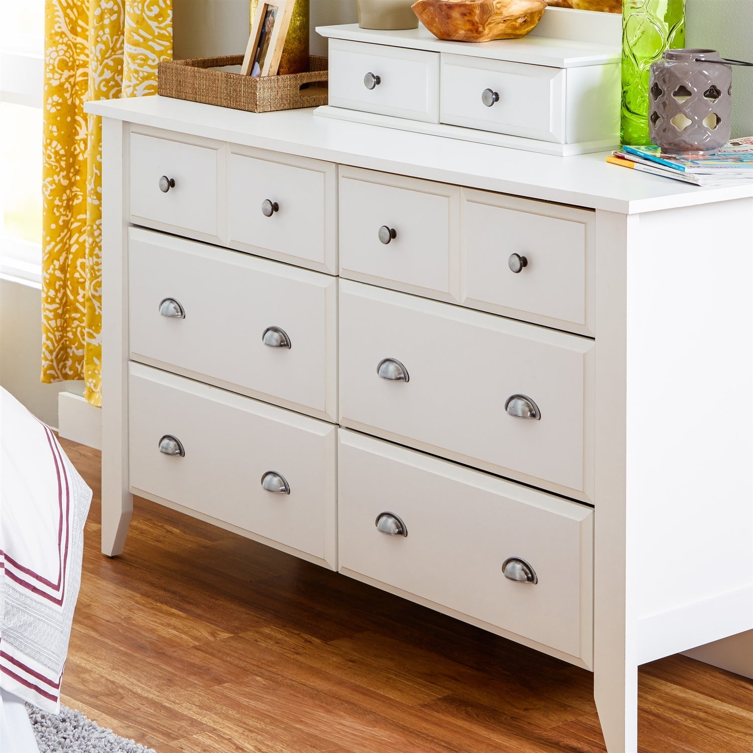 White 6-Drawer Dresser Traditional Design - Made in USA-0