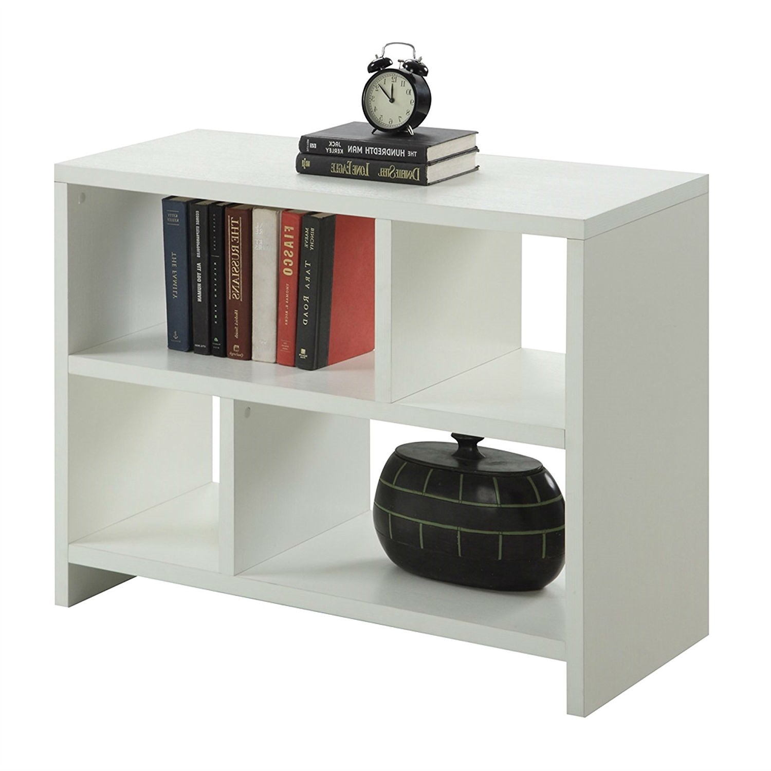 White 2-Shelf Modern Bookcase Console Table-1