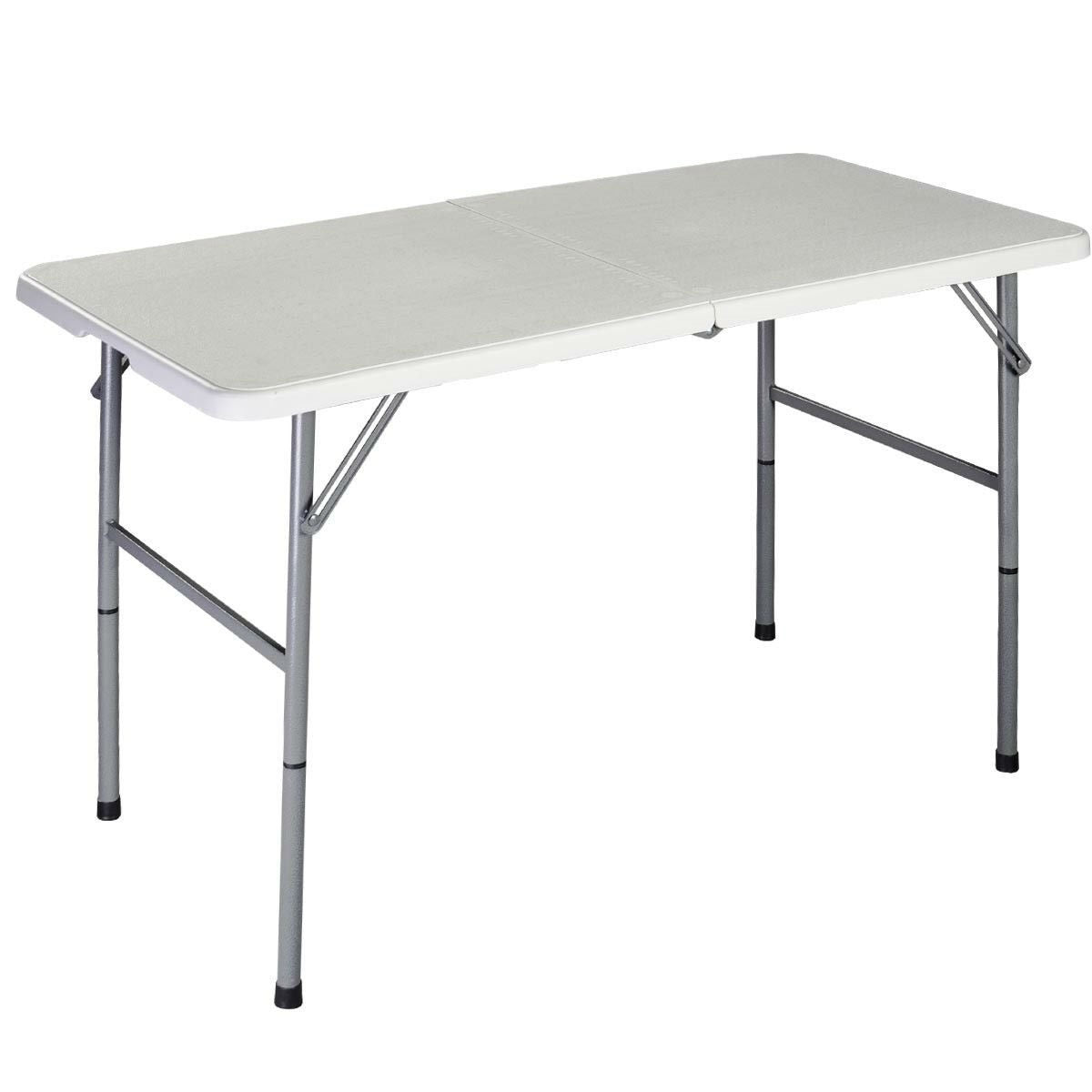 White HDPE Plastic Heavy Duty Indoor Outdoor Folding Table with Steel Frame-0